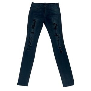 Joe’s Jeans Blue Black Distressed Mid Rise Coated Skinny Jeans Size 27 Women’s